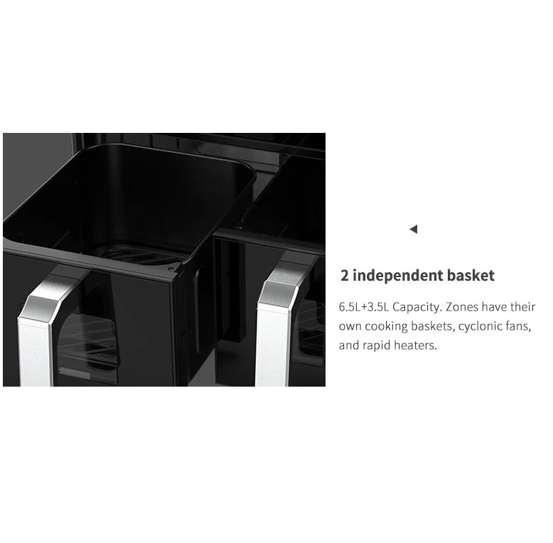 Factory price 10L 2400W Dual Air Fryer Oil Free Color Display Electric visible Double Door Smart Kitchen Appliances