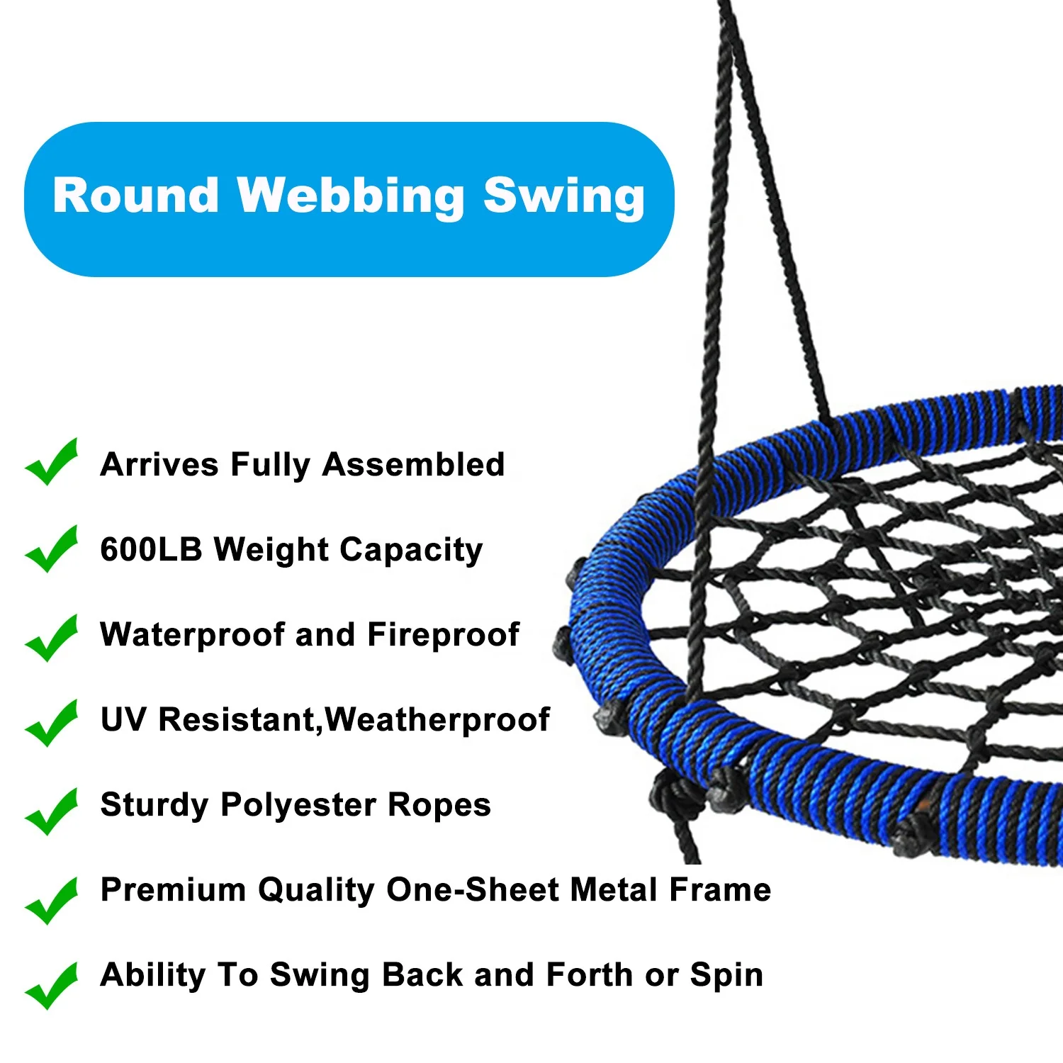 Portable Playground Accessories Outdoor Garden Tree Round Web Swing Nest Swing for Kids