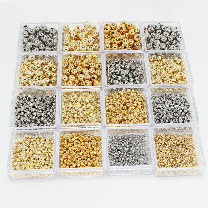 2mm 2.5mm 3mm 4mm 5mm 6mm 8mm DIY Jewelry Accessories Brass Round Beads 14K Copper Gold Plated No Fade Small Golden Beads