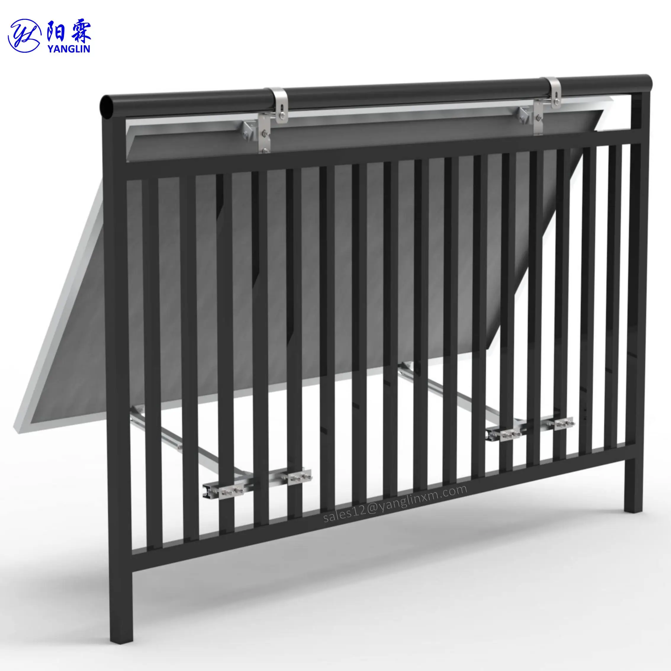 Tilt angle adjustment balcony railing assembly set mounting kit for PV balcony power station