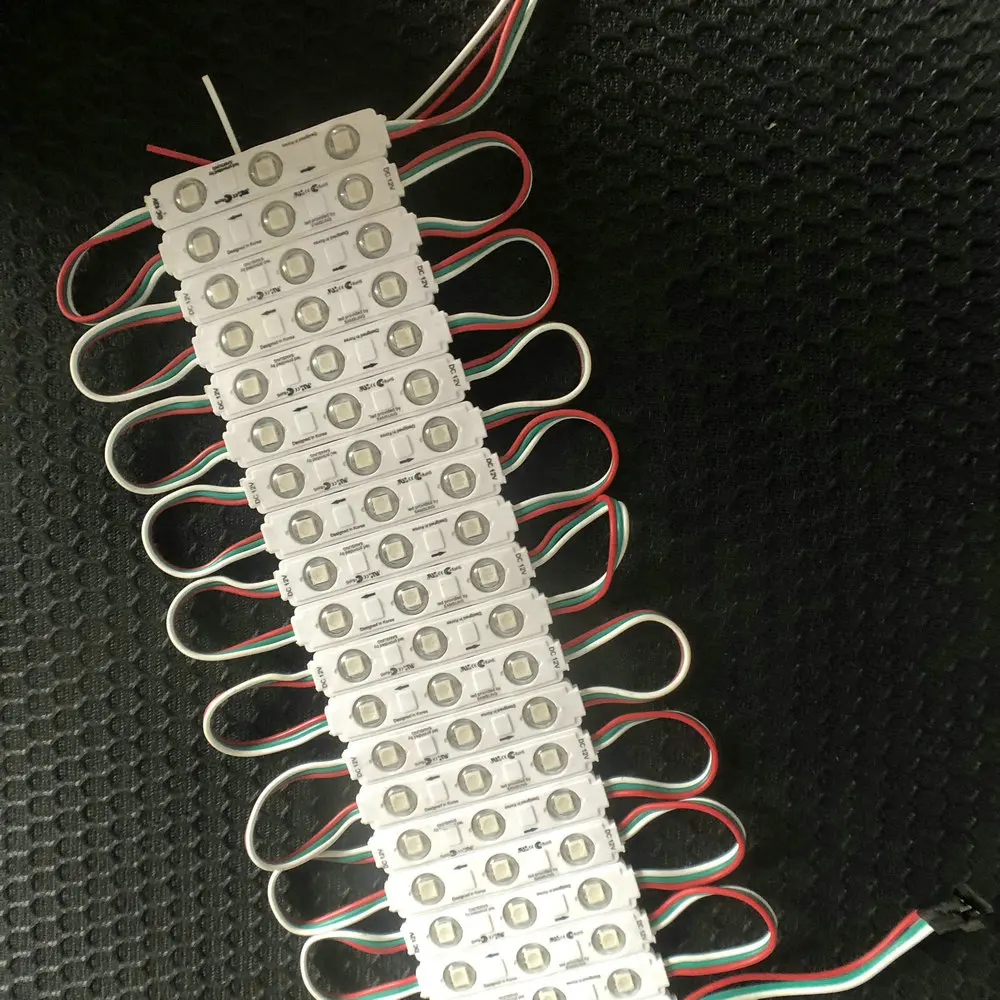 12V full colors RGB ws2811 led pixel module 3 leds SMD 5050 LED module IP68 waterproof rgb lights