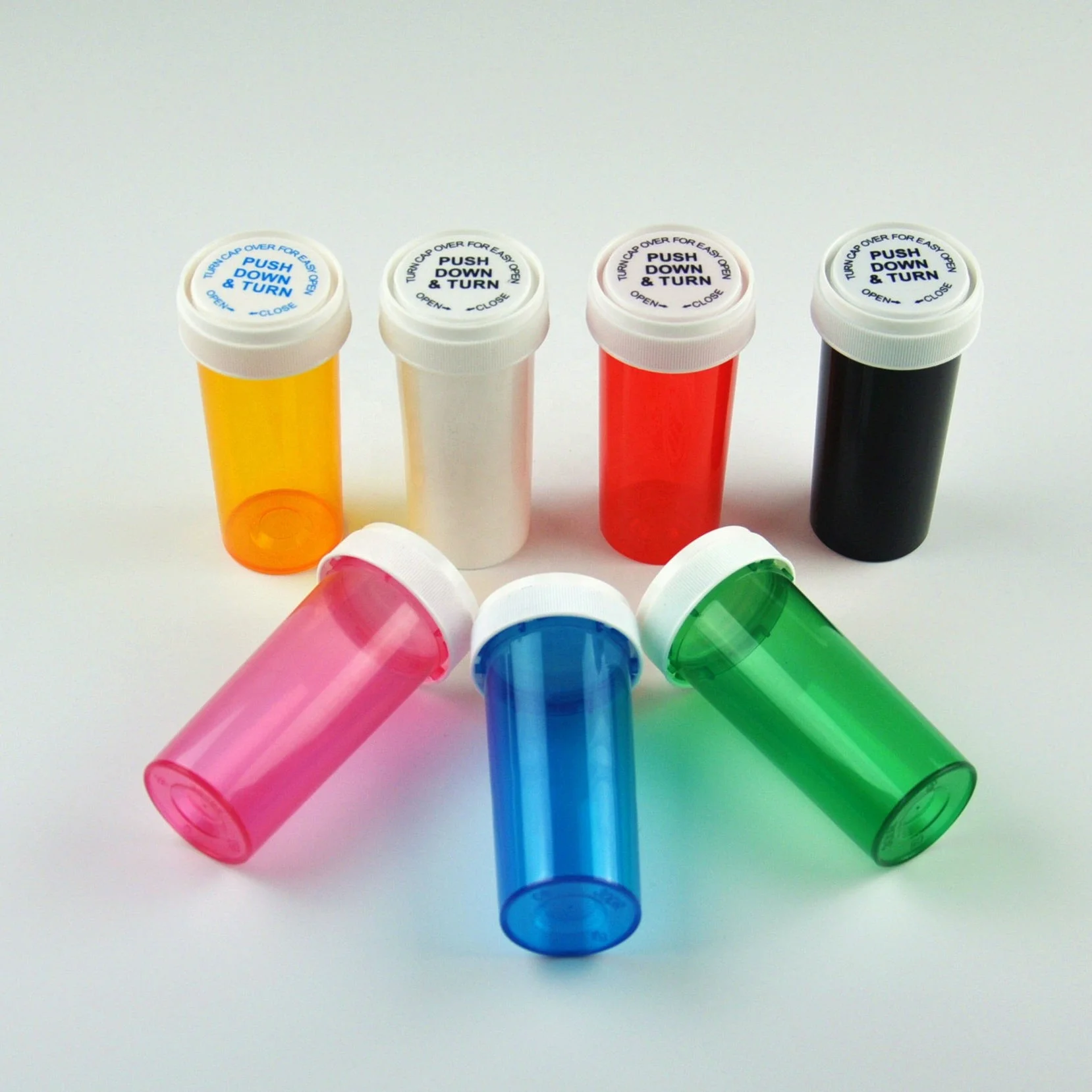 Small Capacity  Inner Liner 13dr pharmacy With Screw Flip Top amber vials Plastic Jars