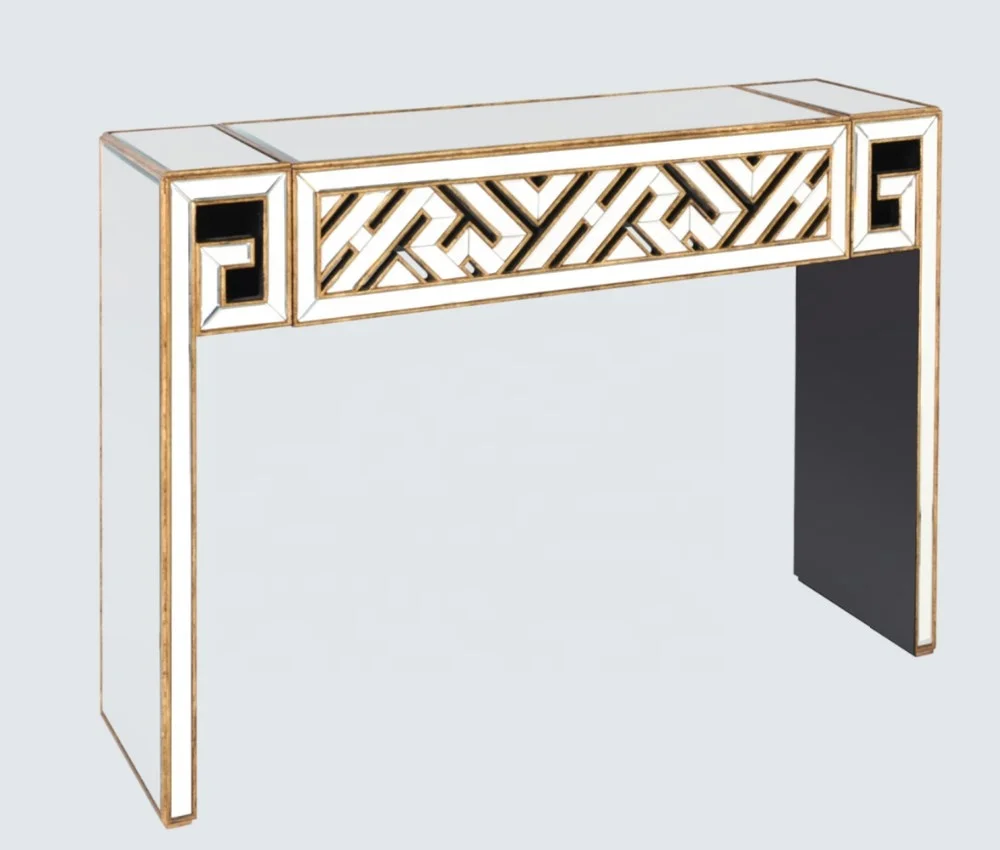 2022  Modern Hot sell Handmade Living room Furniture with Antique Gold painted Decorative mirror console table