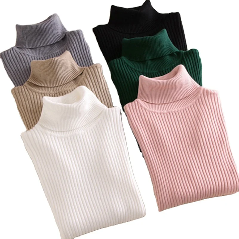 
Custom Women sweater turtleneck women high neck sweaters girl knitted cotton pullover sweater 