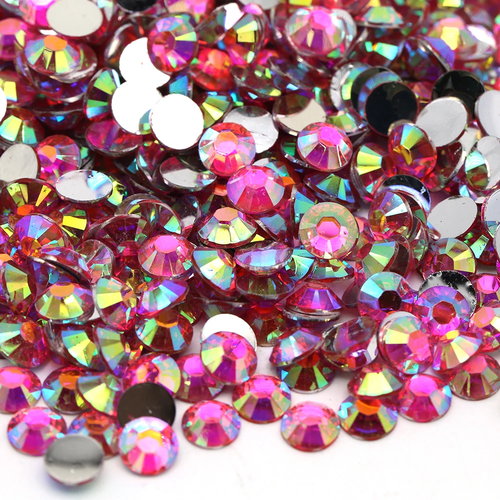 XULIN 4mm Plated 10 Kinds New Colors Crystal Flat Back Loose Round Resin Rhinestones Stones in bulk