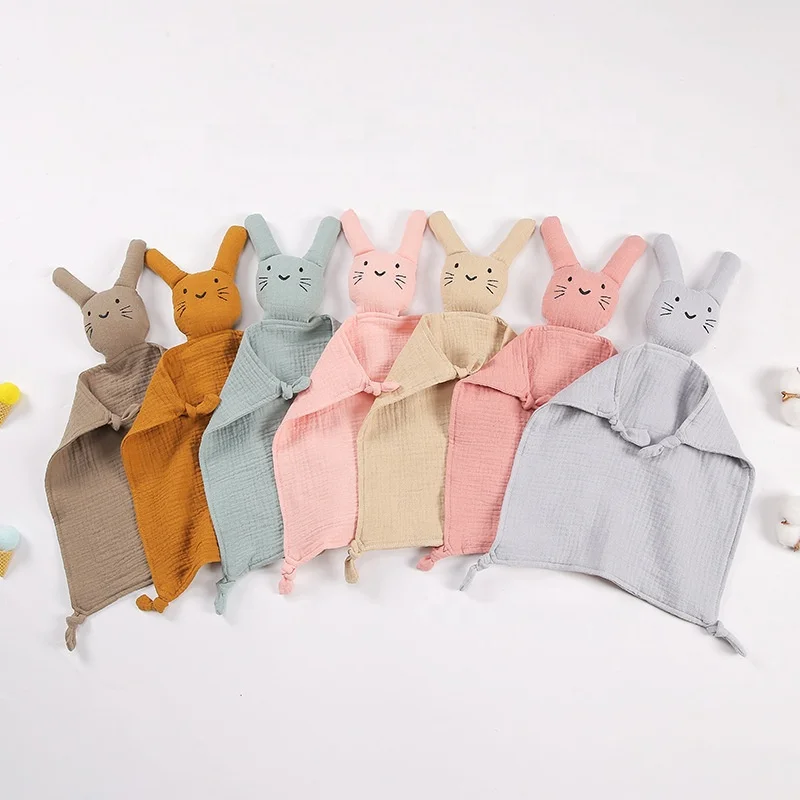 2022 Baby Security Blanket Muslin Loveys Babies Girls Boy Unisex Soft Backing cotton Stuffed Plush Cuddle  Newborn Blanket
