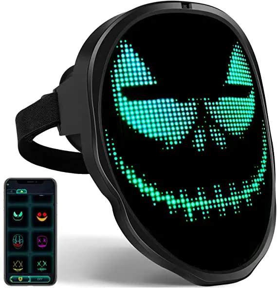 LED Mask App Control Program Full Color Face Changing Mask LED Light Up for Halloween Easter Christmas New Year Party Face Mask