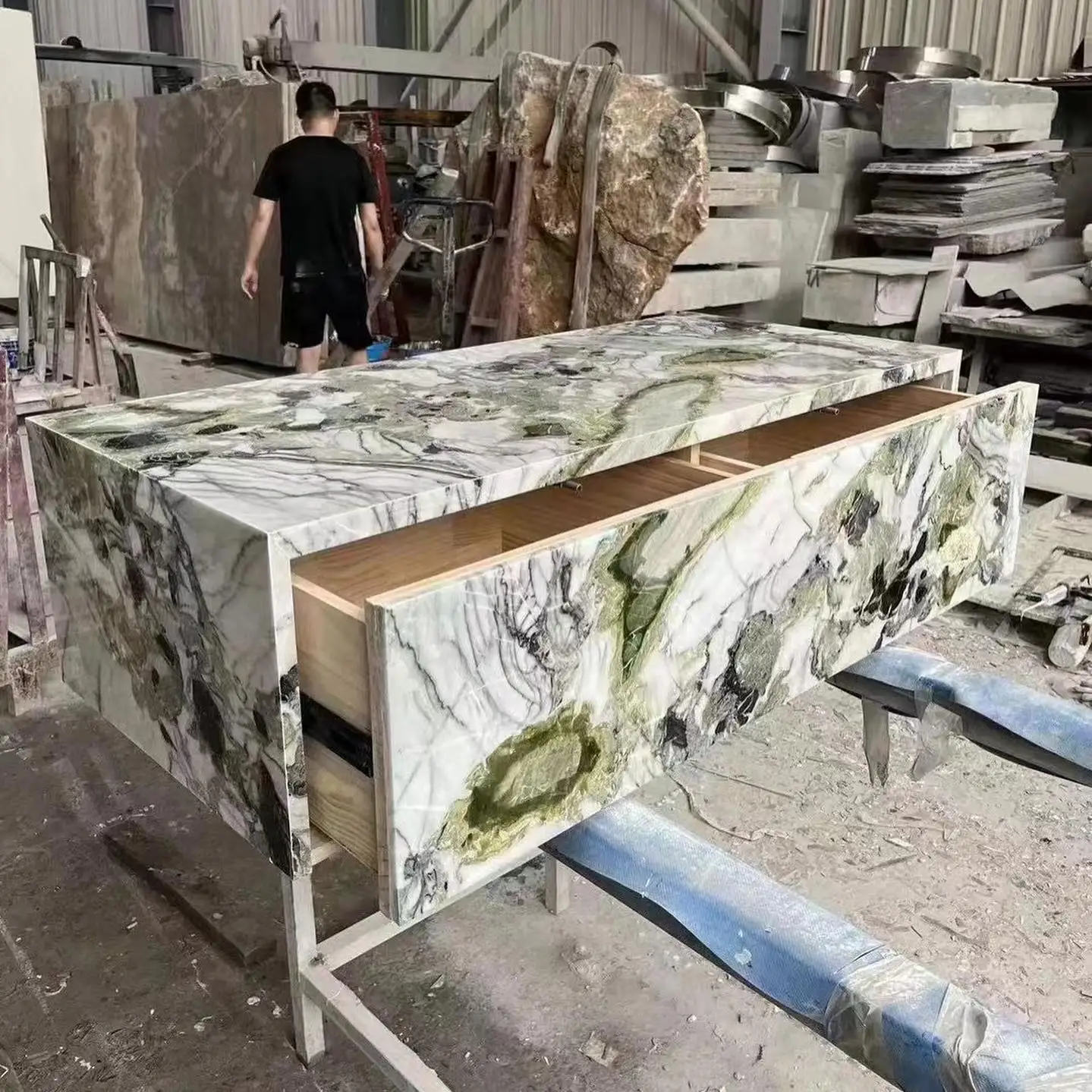 Customized Stone Marble Furniture Calacatta Viola Marble Drawer