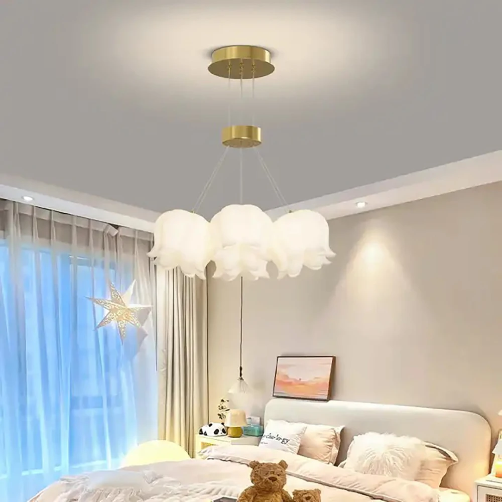 Bellflower Living Room Chandelier Modern Minimalist French Cream Style Bedroom Lamp Dining Room Lamps And Lanterns Lighting