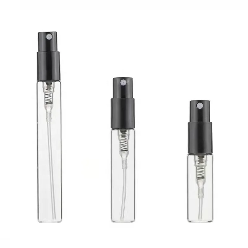 Factory direct wholesale Guangzhou 3ML5ML10ML20ml Spiral mouth press pump gold black lid  glass spray bottle perfume