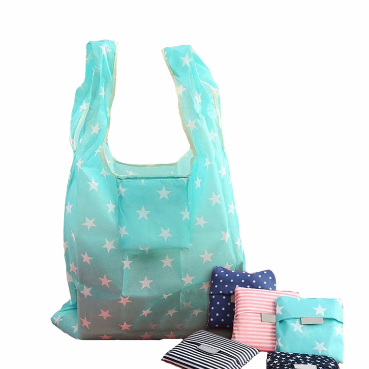 Индивидуальные складные многоразовые сумки для продуктов Travelsky, складная сумка для покупок из нейлона и полиэстера, сумка-тоут