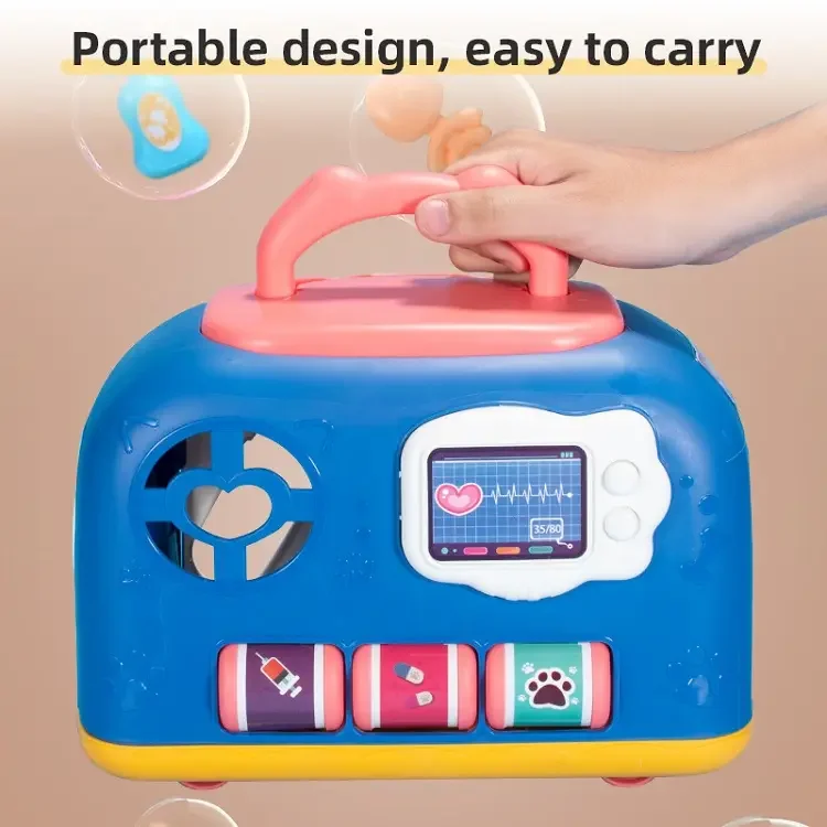 Hot Selling 17PCS Pet Cat Cage House Children Toy Other Pretend Play IC Music Lighting Pet Care Cage Play Set With Sliding Case