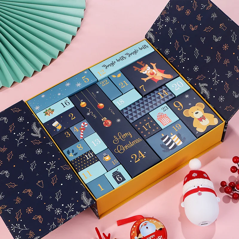 Custom Cardboard Christmas Countdown Box Beauty Calendars Xmas Novelty Assortment Set Printed Advent Calendars For Cosmetics