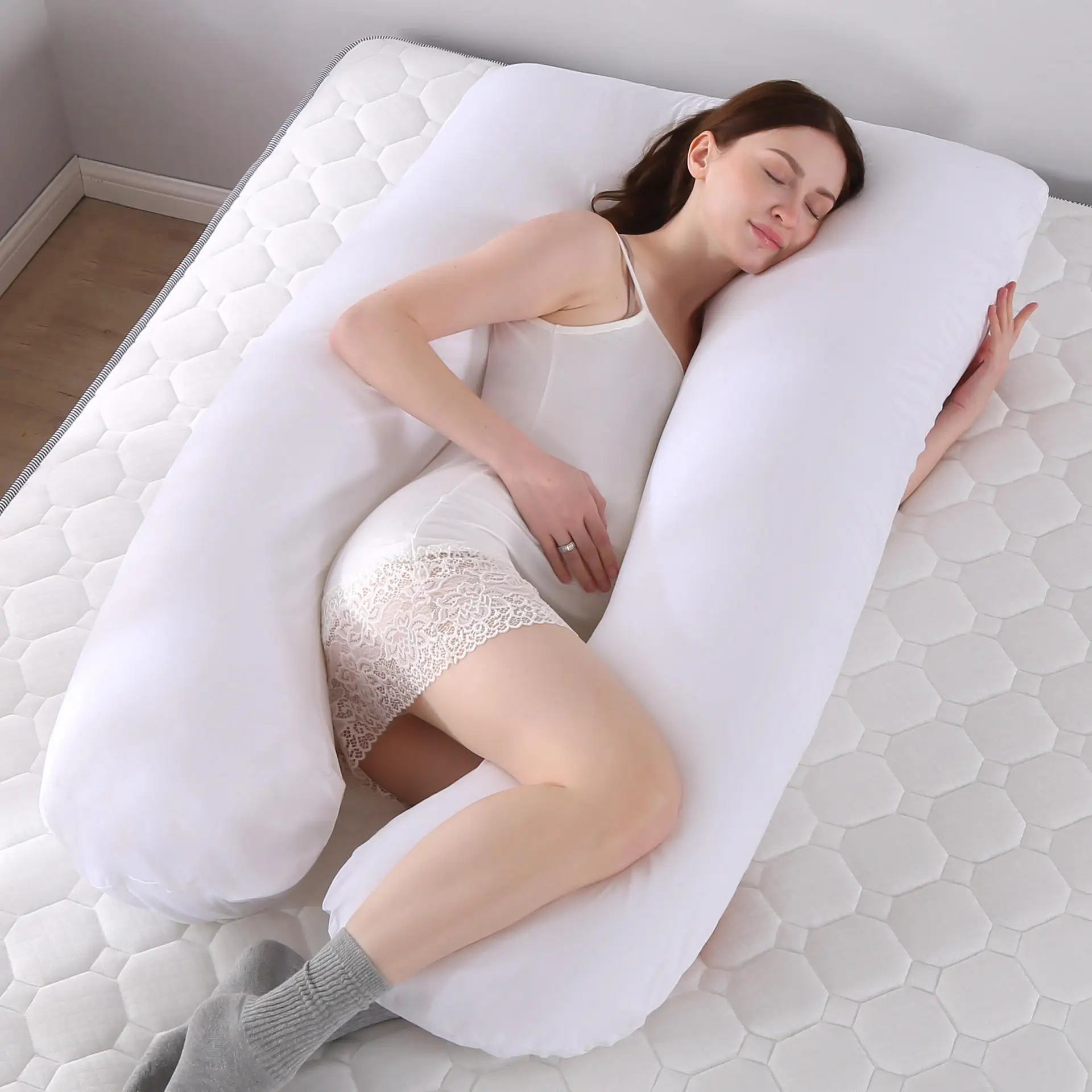 Hot Selling U-Shape Memory Foam Nursing Pillow Large Size Cotton Multi-Functional Body Care Mat for Pregnant Moms Baby Feeding