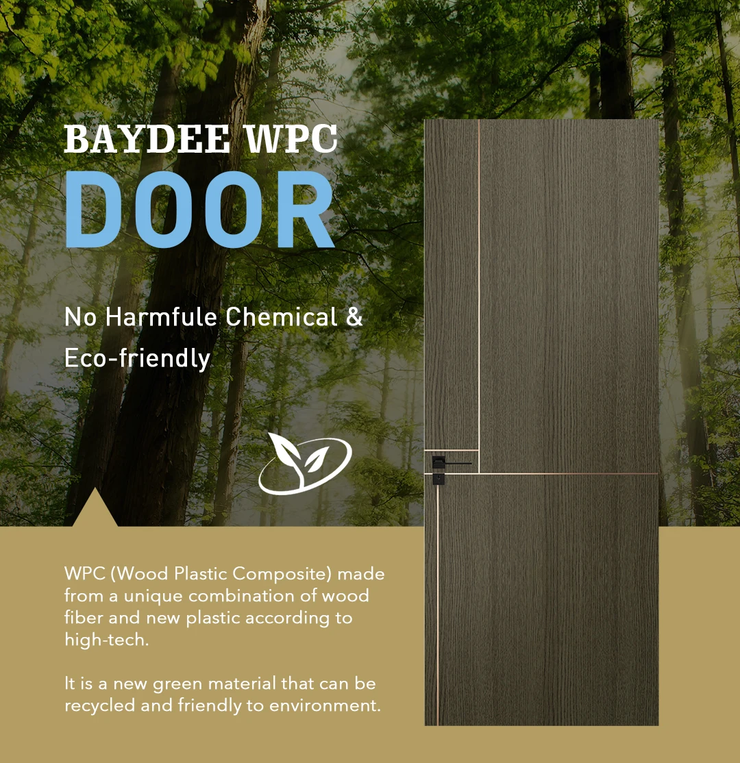 Waterproof Interior White Bedroom WPC Door PVC Wooden Door Design With Door Frame For direct sales china wholesale