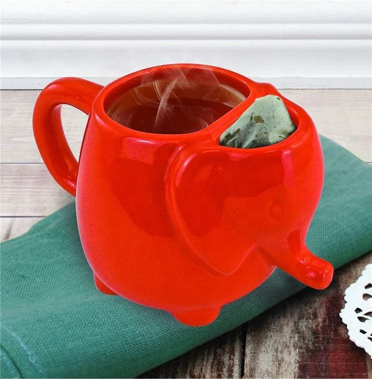 TAOXIN 15oz Elephant ceramic Tea Mug  3D animals funny mugs -Dishwasher and washing safe CA65 safe