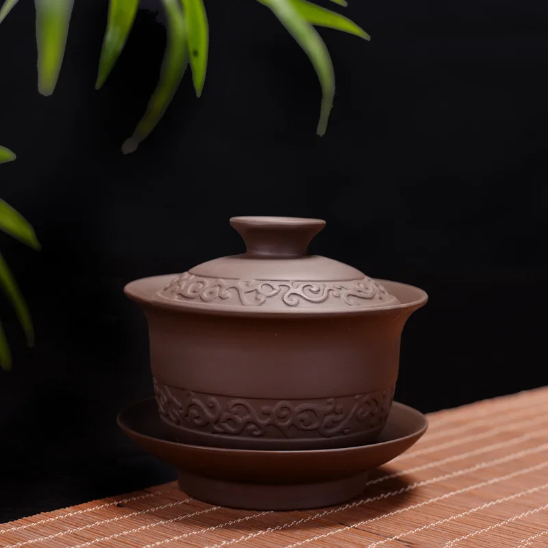 Набор чайных чашек из фиолетовой глины Gaiwan китайский керамический набор для чая чашка с крышкой блюдце китайская чаши посуда напитков