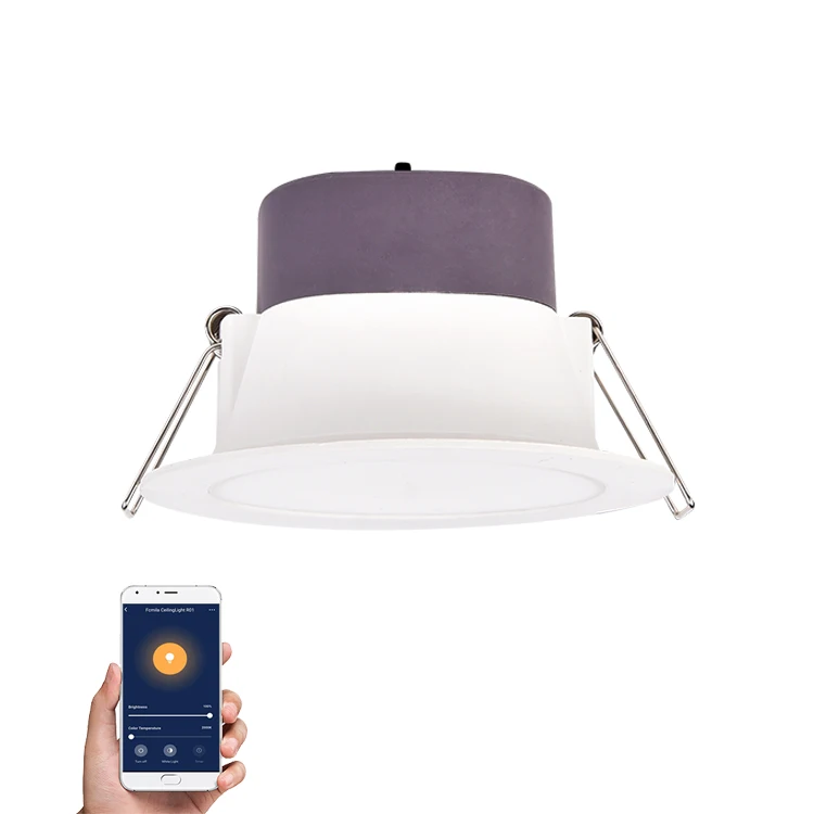 Round Recessed TUYA APP Control Dimmable CCT Adjustable Down Light Smart LED Wifi RGB Downlight