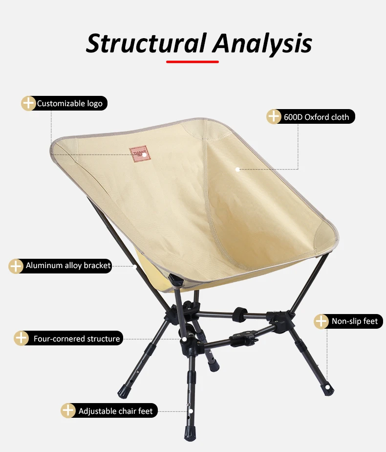 Оптовая продажа Сверхлегкий сверхмощный складной мини-стул для рыбалки пляжа кемпинга с регулируемой