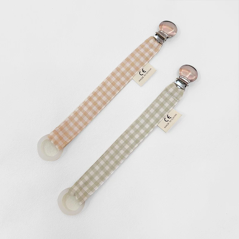New Design Custom Infant Toy Bamboo Cotton Muslin Musin Popular Pacifier Clip Baby Teether Chain