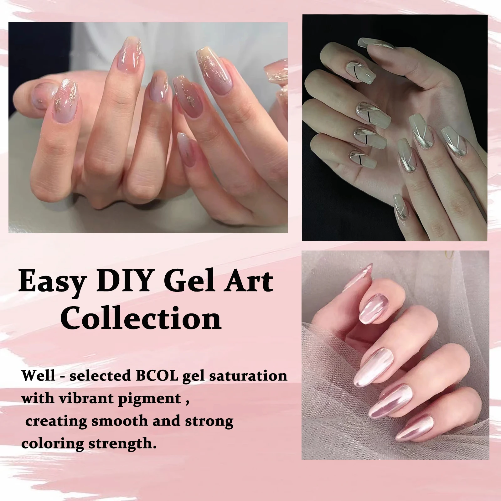 BCOL Wholesale Hot Golden Colors New Design Gel Polish Kit For Nails OEM Liner Set Nail Art Painting 2 Bottles 10ml