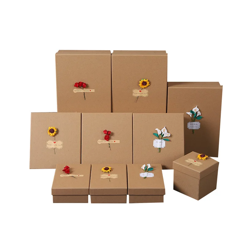 Custom Applique Calla Lily Sunflower Rose Birthday Wedding Gift Packaging Cosmetics Perfume Lipstick Kraft Paper Box