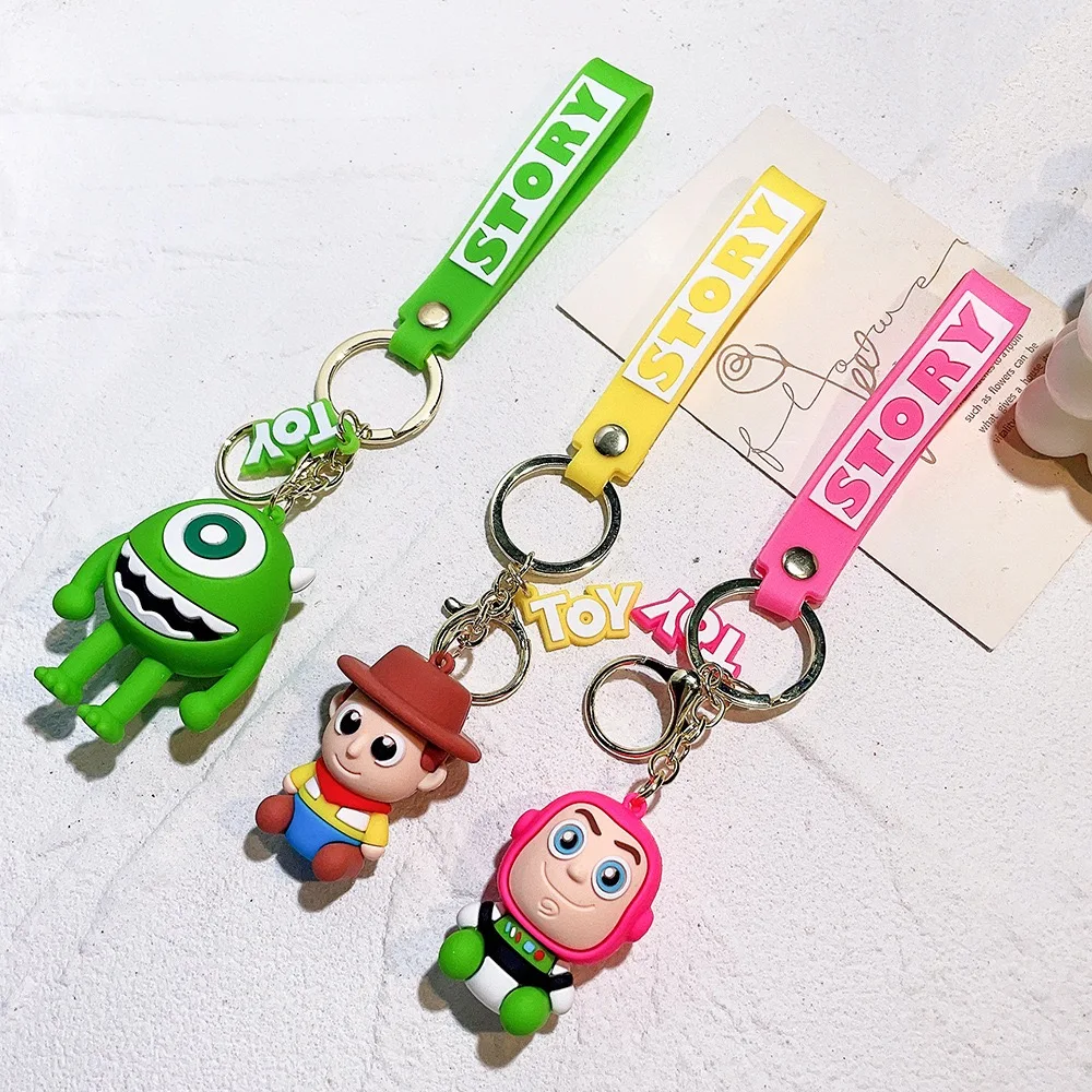 3D PVC cartoon anime keychain promotional ToyStory Buzz Light year Woody Key Chain Anti-Lost Car Bag Pendant Keyring Keychains