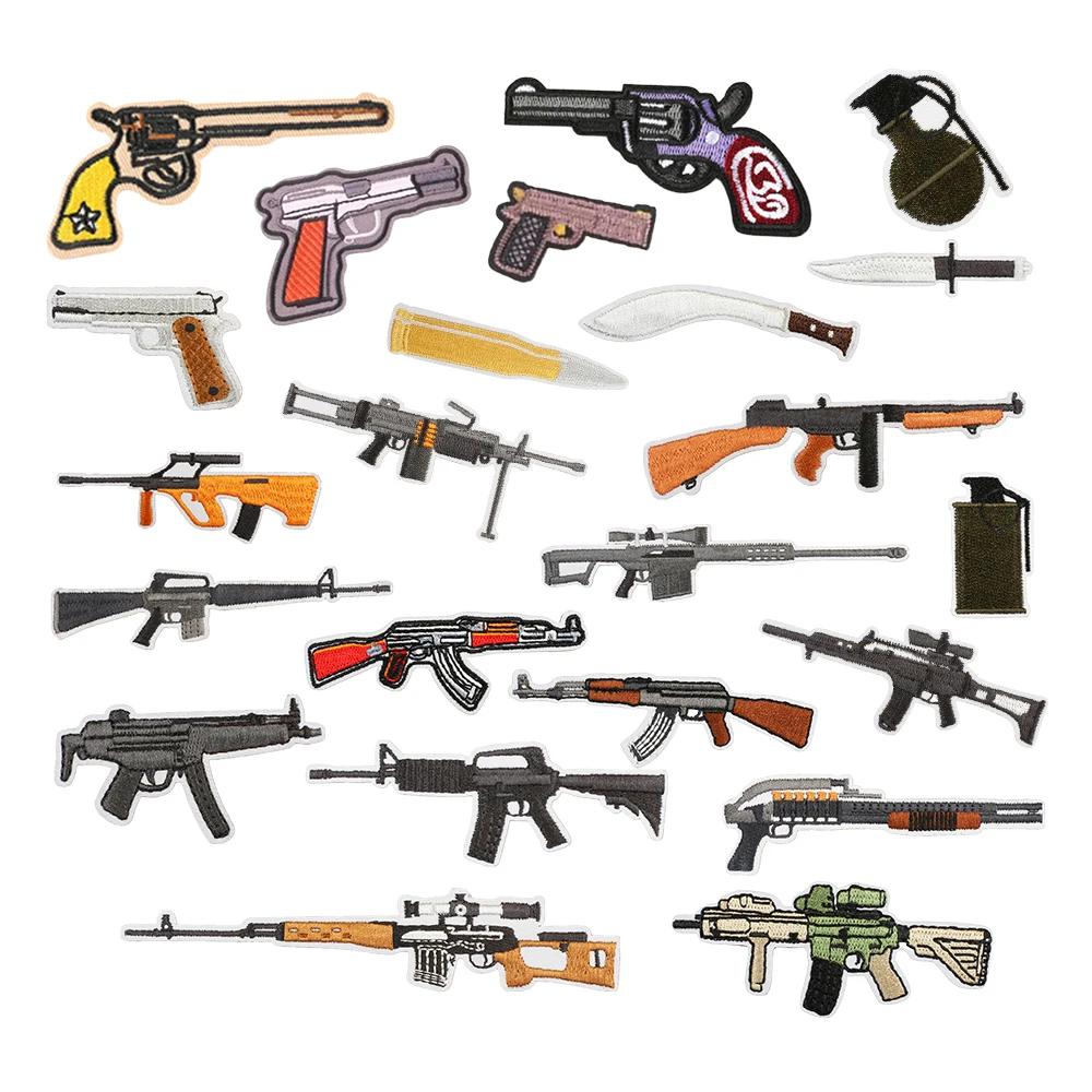 Штык из вышитого железа на заказ снайперская винтовка дробовик гранатомет пистолет-пулемет нашивки для одежды