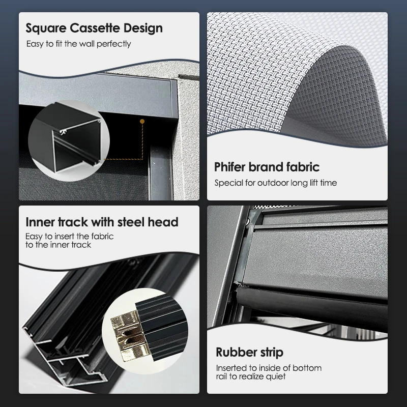 Garage Window Blinds Manual Roller Curtains Retractable Roller Screen Windproof Zip Track Screen