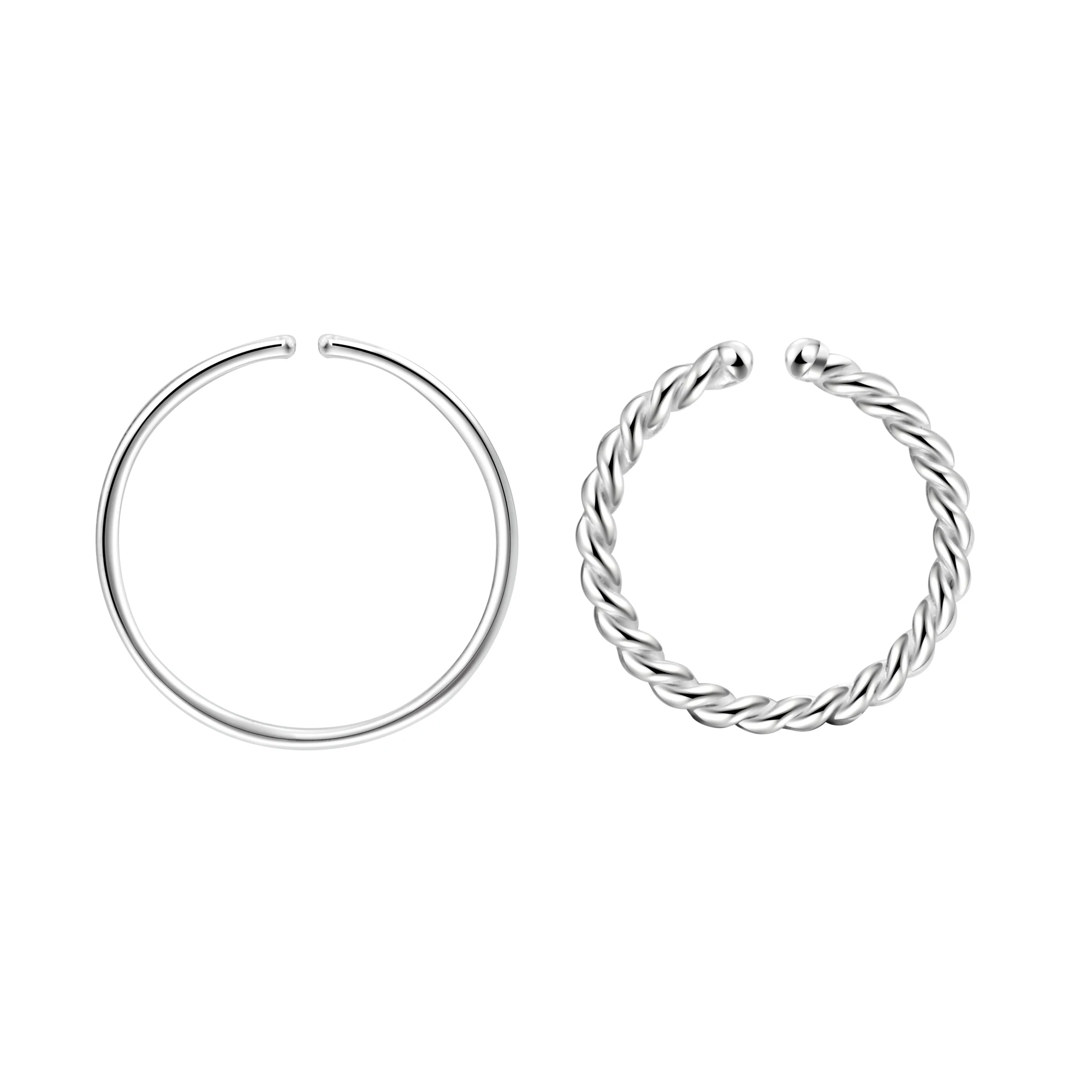 
925 Sterling Silver Round Nose Ring Twisted Rope Shaped Body Piercing Jewelry Minimalist Personality For Women 