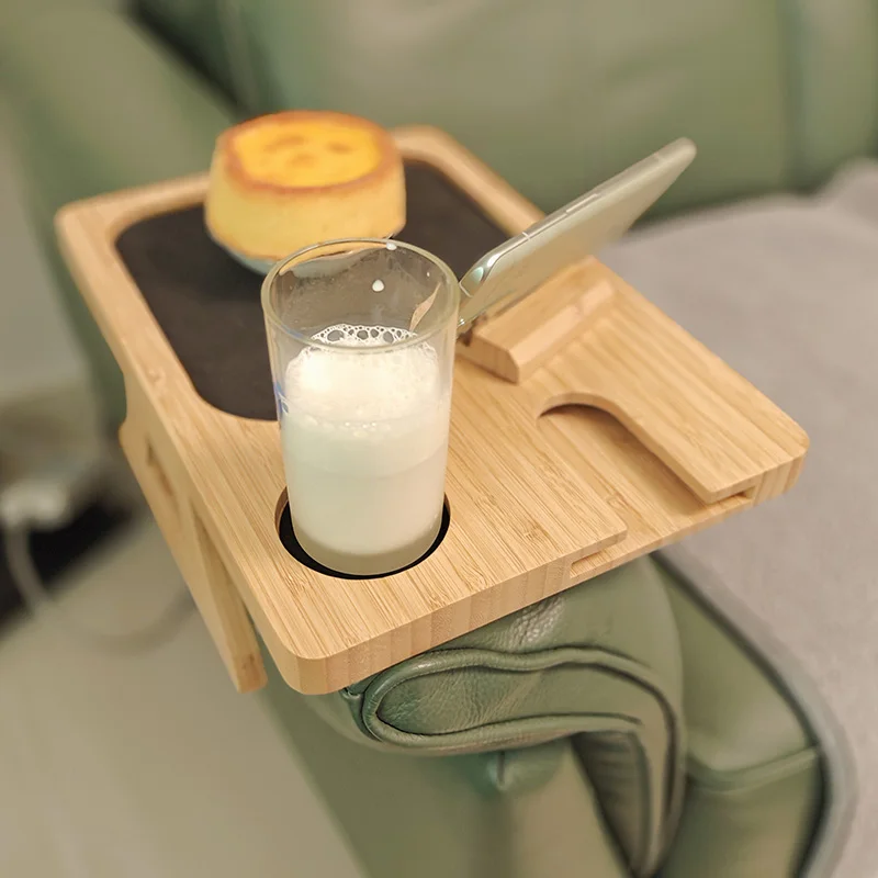 360 Degrees Rotating Holder Sofa Armest Tray with Couch Cup Holder Foldable Sofa Tray for Drinks and Eating