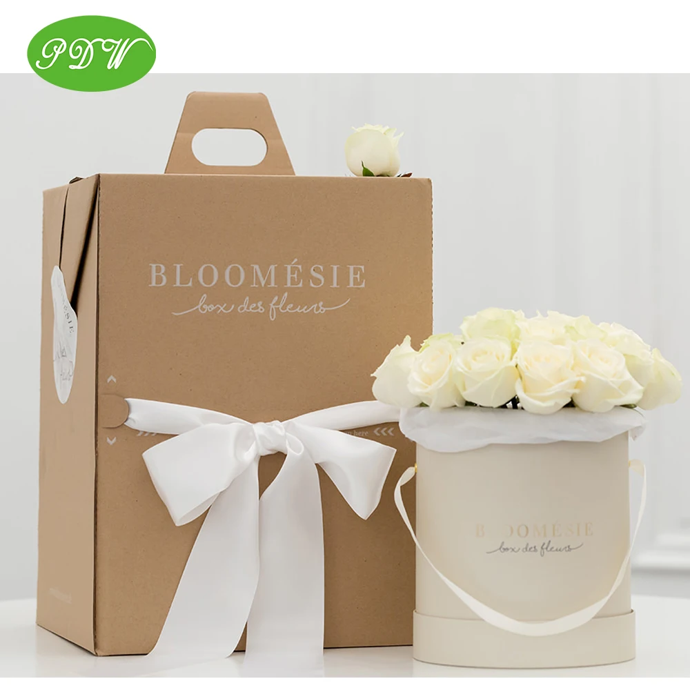 Handy flower flower shipping carton boxes for round roses gift boxes