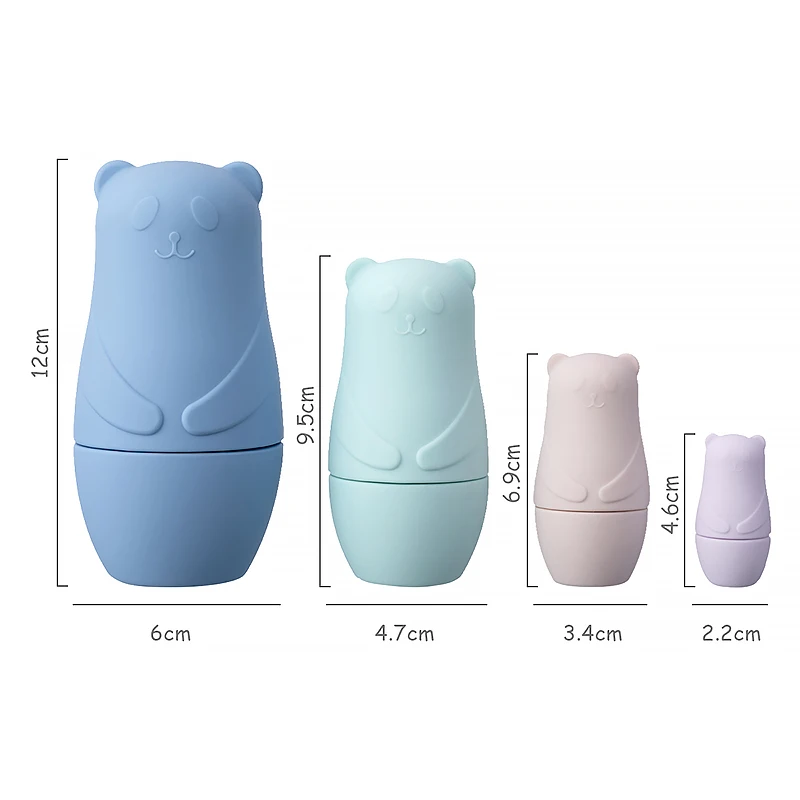 Montessori Silicone Nesting Panda Animal Russian Dolls Baby Matryoshka Educational Toys For Children