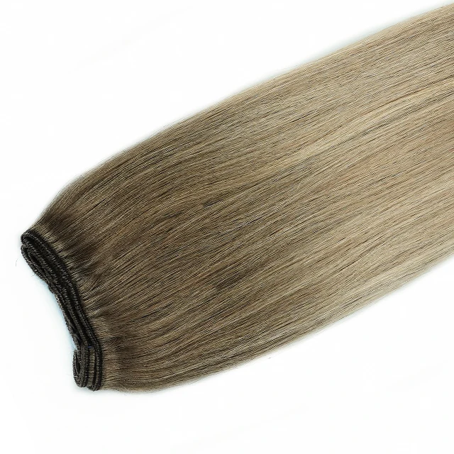 Hair weft silky straight machine double weft cuticle aligned virgin hair weft extension