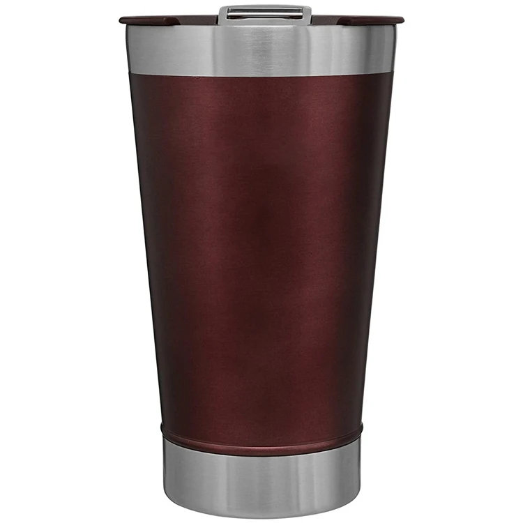 PURPLESEVEN 16oz Thermal Metal Coffee Tumbler Cup Double Wall Vacuum Insulated Stainless Steel Beer Glass Cups with Opener Lids