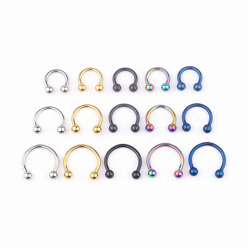 316L Stainless Steel Circular Piercing Tragus Ear Cartilage Horseshoe Lip Ring Body Piercing Jewelry