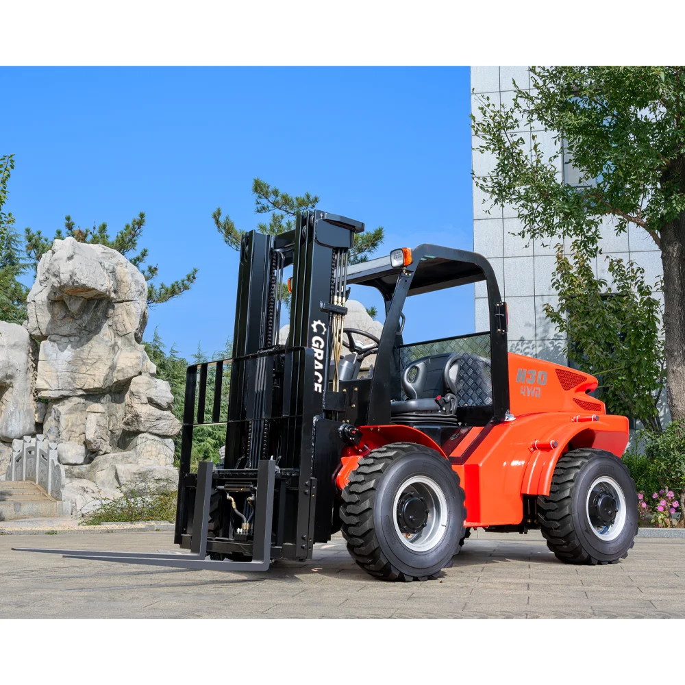 All terrain off-road forklift 3T 3.5t lifting height 5 m articulated frame optional side moving bucket