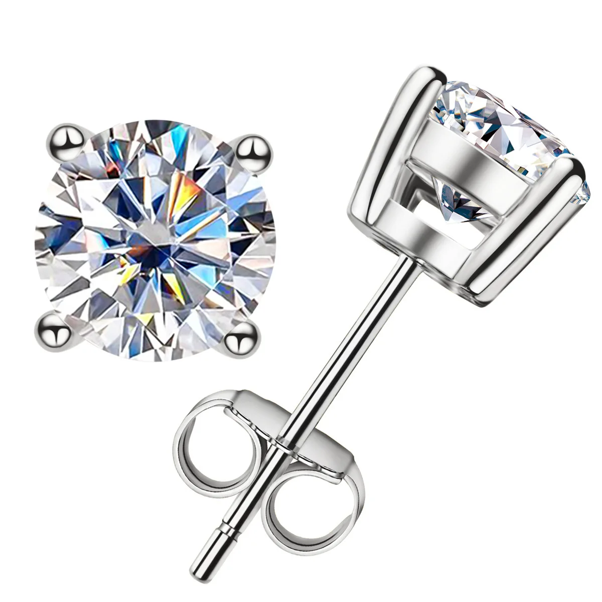 Luxury S925 Sterling Silver Earrings D Color Round Moissanite Earrings For Women