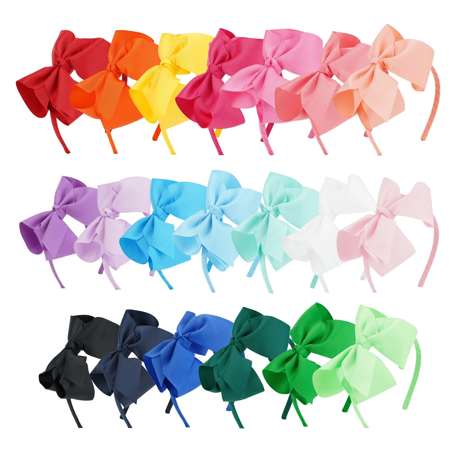 
Huihuang Wholesale Hair Accessories Grosgrain Ribbon Summer Big Bows Headband for Girls Toddler Teens Kids 