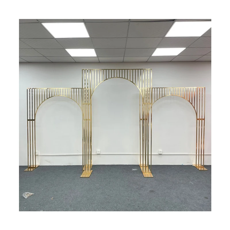 Золотая металлическая Гальваническая Свадебная фоновая рамка декоративный реквизит наружная позолоченная арочная Цветочная подставка