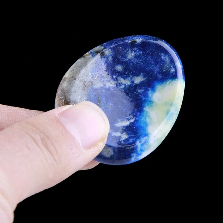 Wholesale Natural Lapis Lazuli Worry Stone Oval Plam Release for Relaxing