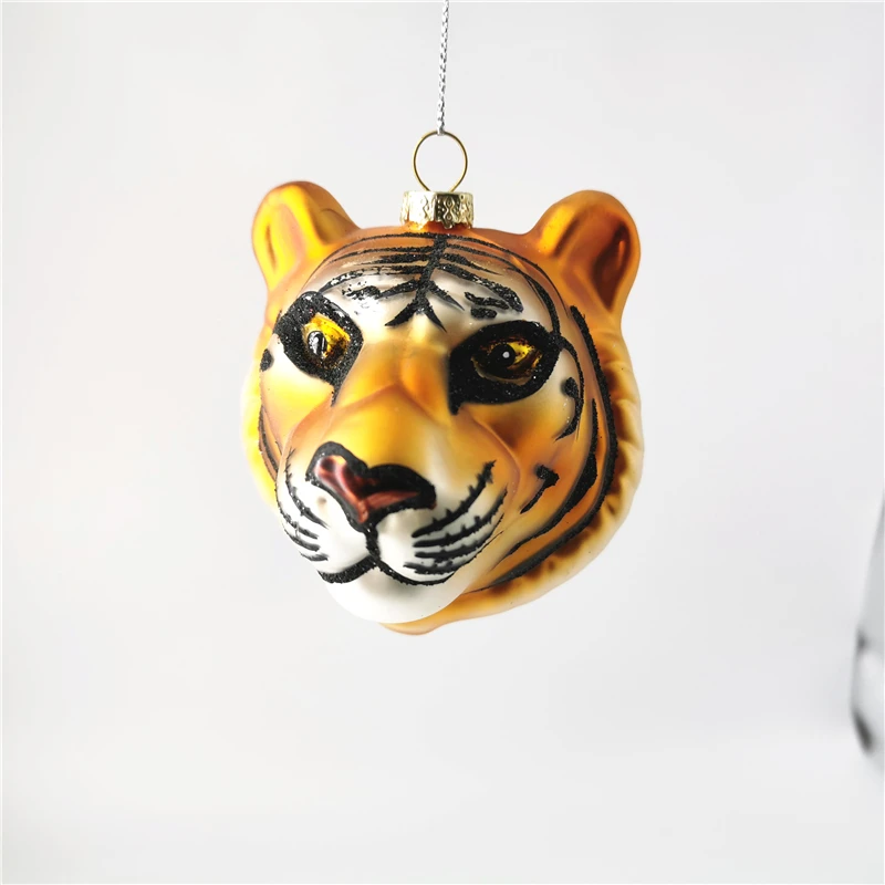 Handblown hollow glass tiger head ornament Christmas tree decoration