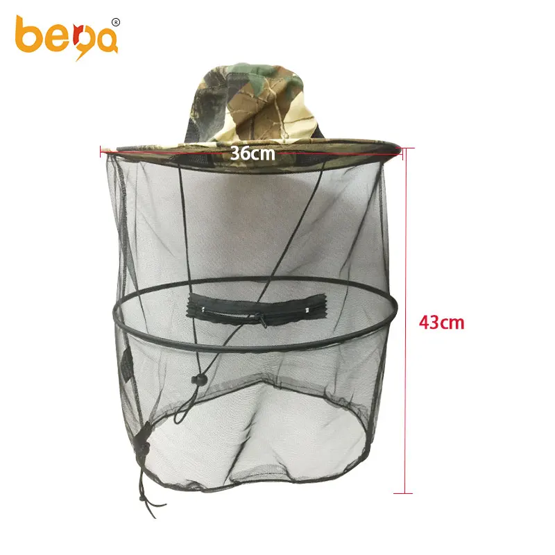 Outdoor fishing mosquito head net bee-proof  breathable sun mask mesh hat