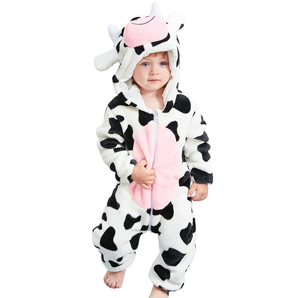 Baby clothes autumn style 3-year-old baby cartoon animal one-piece flannel romper