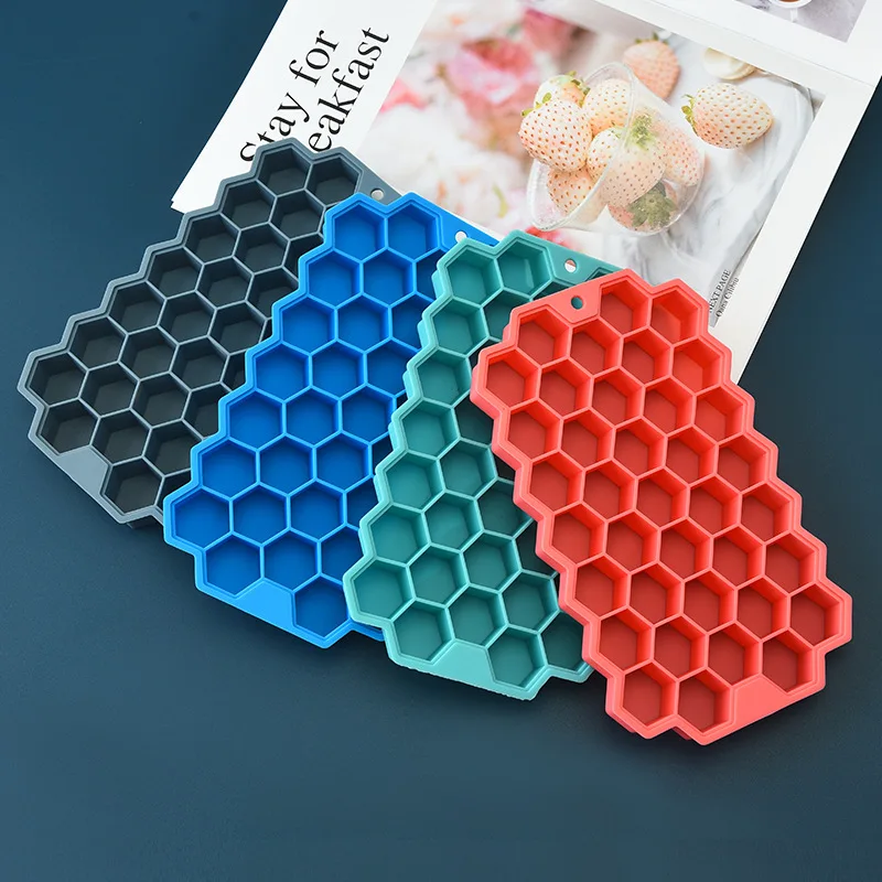 New Silicone Honeycomb Ice Cube Mold 37 Grid Ice Box Diy Ice Cube Can Accept Customized Colors