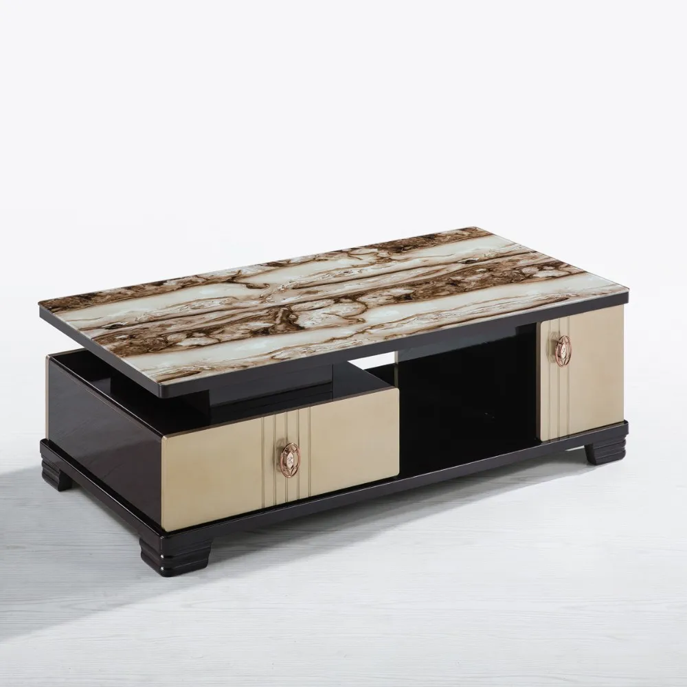 classic  MDF coffee table modern style with tempered glass surface