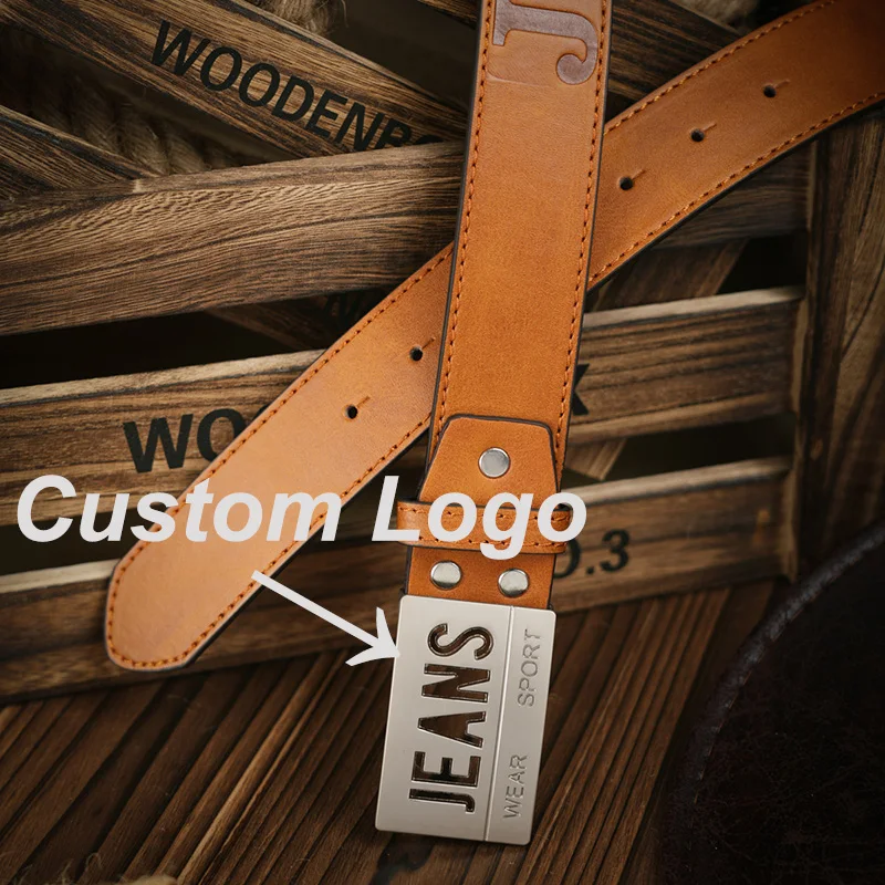 Factory Custom Belt Buckles Punk Style Youth Vintage Trend Embossed Plate Buckle PU Leather Belt Western Cowboy Belt for Men