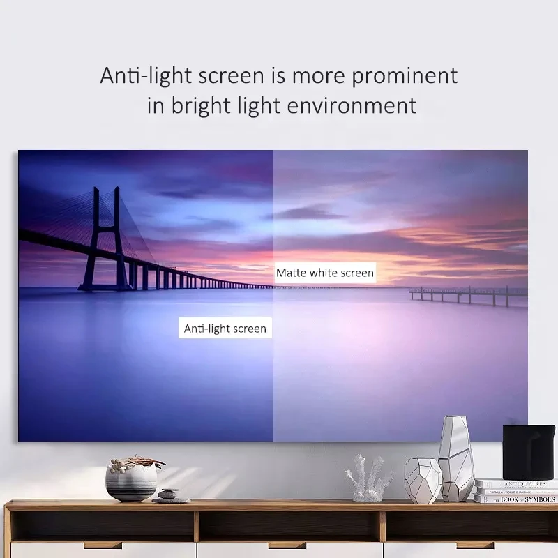 XJK рассеивающий свет отклоняющий короткий экран проектора 120 дюймов с неподвижной рамкой ALR экран 4K киноэкран