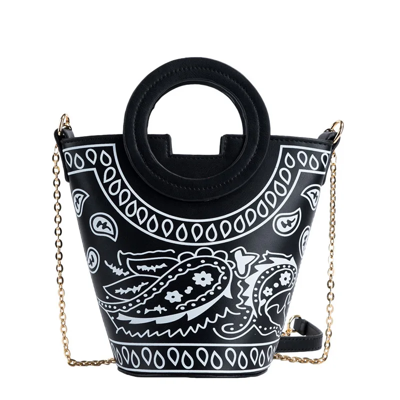  High Quality PU Leather Crossbody Bandana Bag Luxury Handbags for Girl Bucket Women Ladies Designer