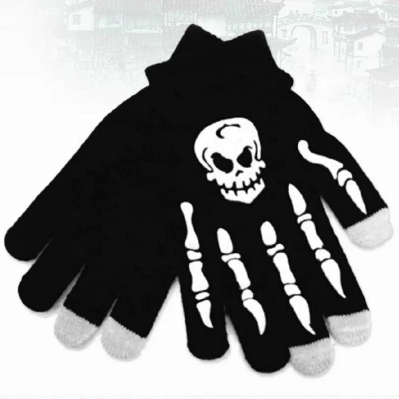 Halloween Horror Claw Skull Bone Skeleton Goth Anti Skid Rubber Non Slip Racing Cycling Touch Screen Sports Riding Winter Gloves